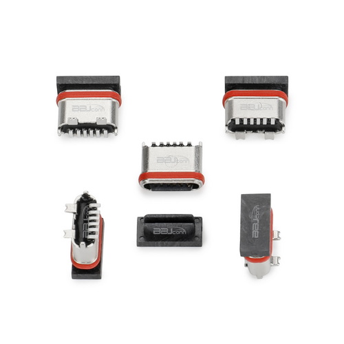 TYPE-C 6P防水母座立貼H=6.40 鋅合金外殼IPX7---(UC.01.63-1J-0001)_調(diào)整大小