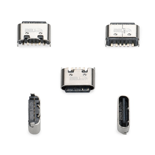 TYPE-C 6PIN　母座立式短體插板H=5.0---（UC.01.13-1B-0003）_調(diào)整大小